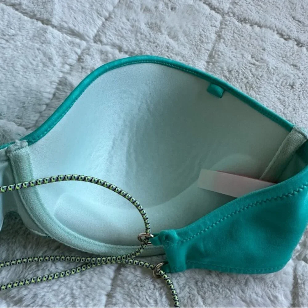 Victoria's Secret | Teal Geo The Beach Bandeau Strapless Bikini Top | Size 34D